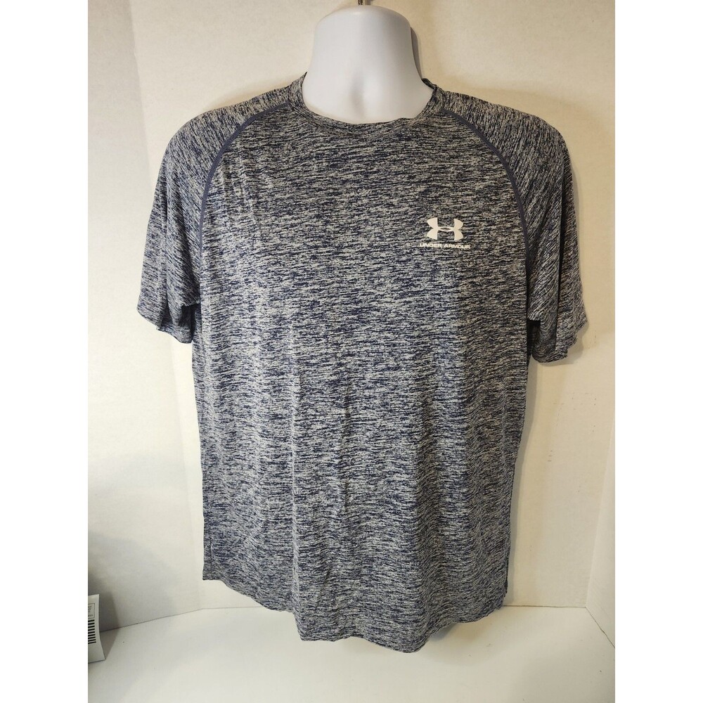 Under Armour Tech T Shirt Mens Large Spacedye Blue Regular HeatGear